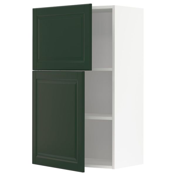 Навесной шкаф с полками/2дверцы, белый/Будбин темно-зеленый 60x100 см IKEA METOD МЕТОД 293.122.56 - фото 1