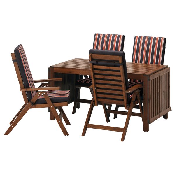 Стол + 4 кресла, для сада ЭПЛАРО, коричневая морилка, Экерон черный - фото 1