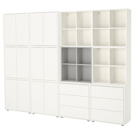 Комбинация шкафов с ножками ЭКЕТ, белый/светло-серый (280x35x212 см)