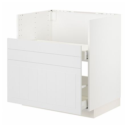 Шкаф под мойку БРЕДШЁН/2фасада/2ящика, белый/Стенсунд белый 80x60 см IKEA METOD МЕТОД / MAXIMERA МАКСИМЕРА 394.096.77