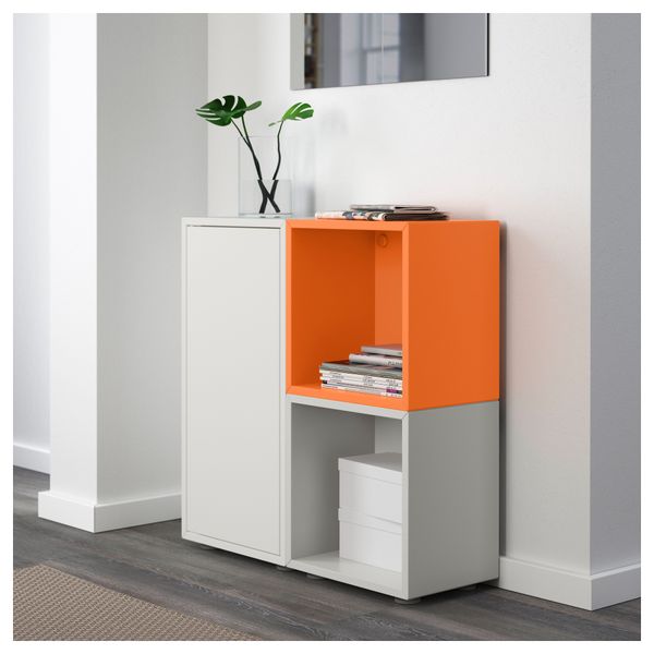 Комбинация шкафов с ножками ЭКЕТ, белый/оранжевый, светло-серый (70x25x72 см) - фото 2