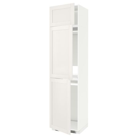 Высокий шкаф для холодильника или морозильника, с 3 дверями, белый/Сэведаль белый 60x60x240 см IKEA METOD МЕТОД 992.230.92