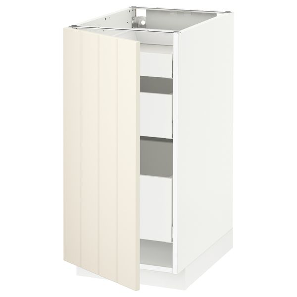 Напольный шкаф с 1 дверцей, 3 ящика МЕТОД / МАКСИМЕРА, белый, Хитарп белый с оттенком - схема-чертеж с размерами