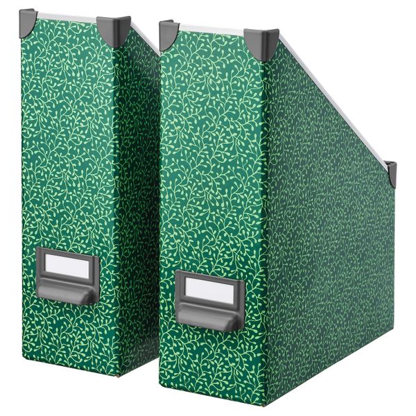 Подставка для журналов, зеленый/цветочный орнамент IKEA ФЬЕЛЛА 704.650.72 - фото 1