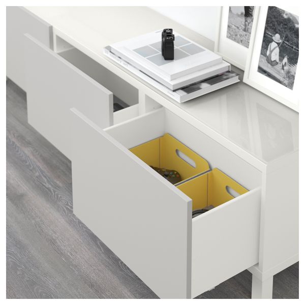 Комбинация для хранения с ящиками БЕСТО, белый, Лаппвикен светло-серый (180x40x48 см) - схема-чертеж с размерами