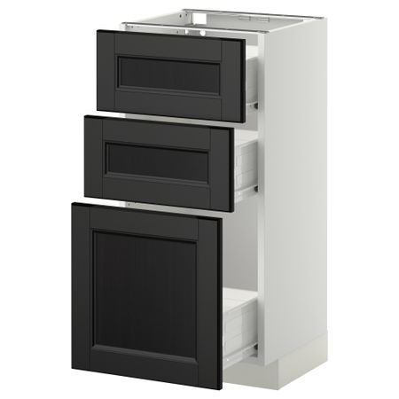 Напольный шкаф с 3 ящиками МЕТОД / ФОРВАРА, белый, Лаксарби черно-коричневый