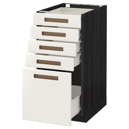 Напольный шкаф с 5 ящиками МЕТОД / ФОРВАРА, черный, Мэрста белый