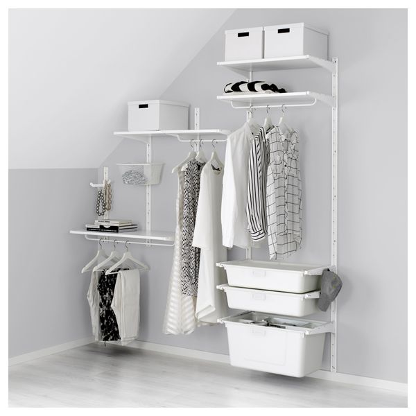 Настенная штанга/полки/контейнер АЛЬГОТ, белый (189x41x197 см) - фото 1