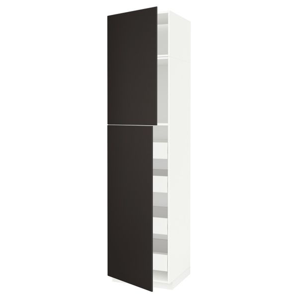 Высокий шкаф/2дверцы/4ящика, белый/Кунгсбакка антрацит 60x60x240 см IKEA МЕТОД / ФОРВАРА 793.532.73 - схема-чертеж с размерами