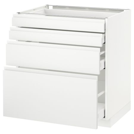 Напольный шкаф 4 фронтальных панели, 4 ящика, белый/Воксторп матовый белый 80x60 см IKEA METOD МЕТОД / MAXIMERA МАКСИМЕРА