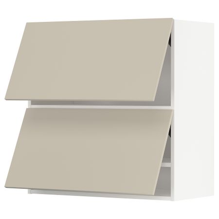 Навесной горизонтальный шкаф, 2 двери, белый, Havstorp бежевый, 80x80 см IKEA METOD МЕТОД 494.264.93