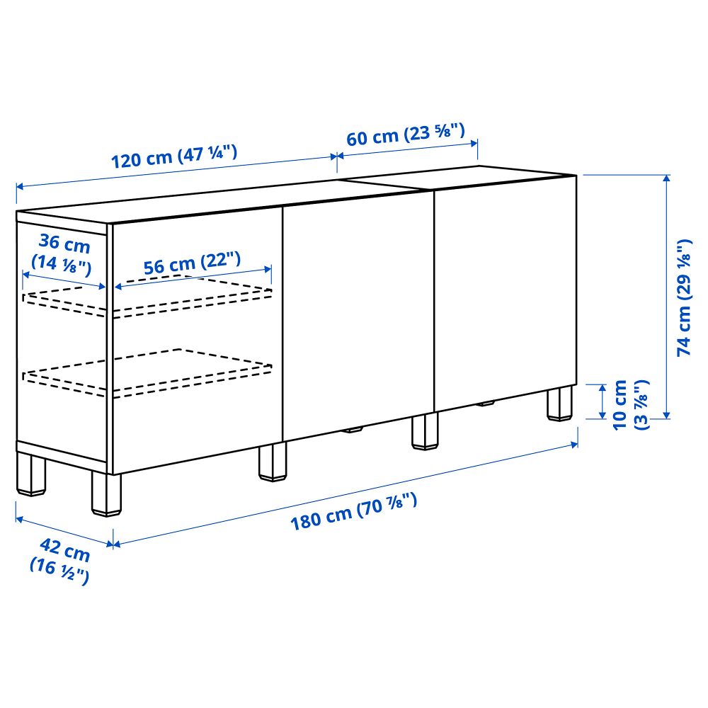 IKEA, вид спереди - схема-чертеж с размерами