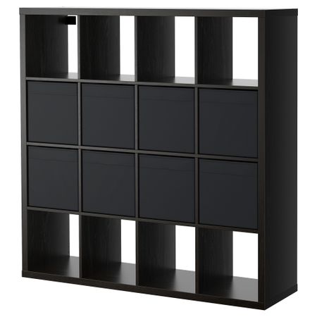 Стеллаж с 8 вставками КАЛЛАКС, черно-коричневый, черный (147x147 см)