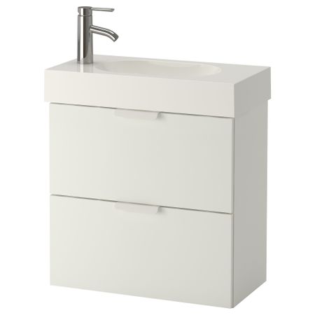 Шкаф для раковины с 2 ящиками ГОДМОРГОН / БРОВИКЕН, белый (62x33x68 см)