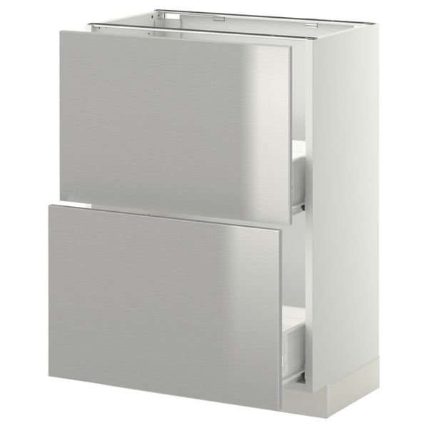 Напольный шкаф с 2 ящиками МЕТОД / ФОРВАРА, белый, Гревста нержавеющ сталь - схема-чертеж с размерами