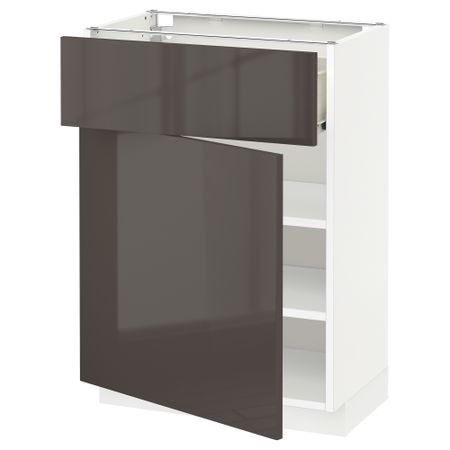 Напольный шкаф с ящиком, дверью МЕТОД / ФОРВАРА, белый, Рингульт серый