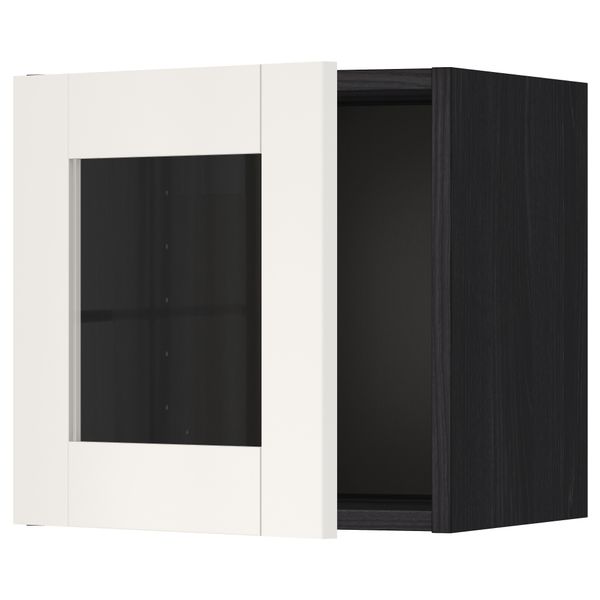 Навесной шкаф со стеклянной дверью МЕТОД, черный, Сэведаль белый (40x40 см) - схема-чертеж с размерами