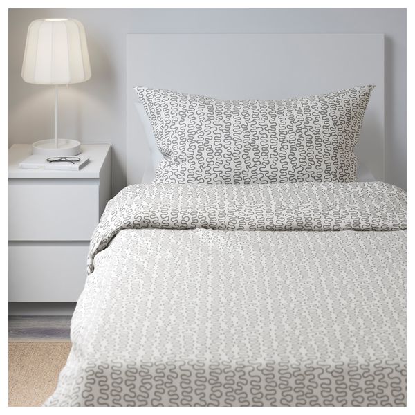 Пододеяльник и 1 наволочка КРОКРИС, серый/белый - фото 2