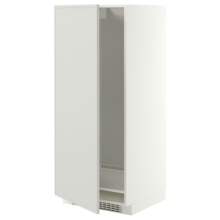 METOD Высокий шкаф д/холодильн/морозильн - белый/Aspudden светло-серый 60x60x140 см