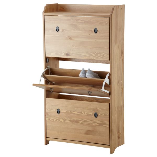 Галошница, 3 отделения, морилка, антик 69x127 см IKEA НИЛАНД 802.558.94 - схема-чертеж с размерами