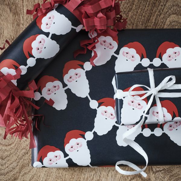 Рулон оберточной бумаги, орнамент «Санта Клаус» синий, 4x1 м IKEA VINTERFINT 505.772.83 - фото 2