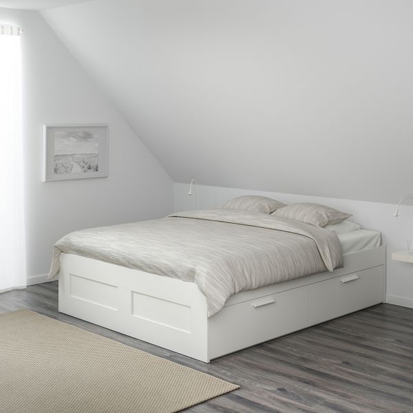 Каркас кровати с ящиками, белый 180x200 см IKEA BRIMNES БРИМНЭС 593.986.11 - фото 4