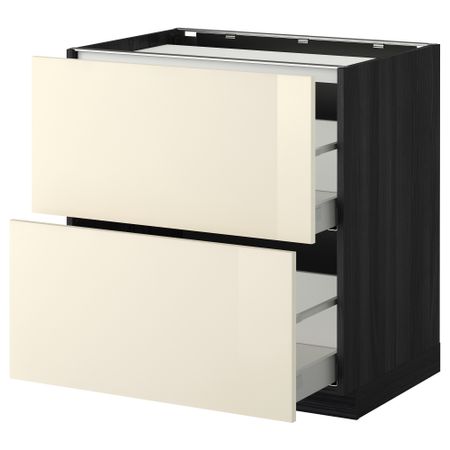 Напольный шкаф, 2 фронтальных панели, 3 ящика МЕТОД / МАКСИМЕРА, черный, Рингульт кремовый