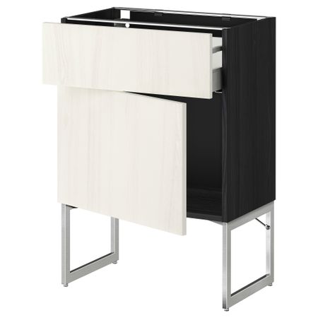 Напольный шкаф с ящиком, дверью МЕТОД / МАКСИМЕРА, черный, Росдаль белый