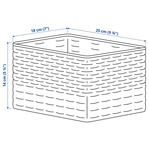 Корзина, белый, синий, 18x25x14 см IKEA DJURTRÄNARE 105.914.17 - схема-чертеж с размерами