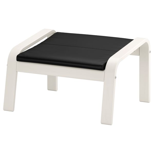 Табурет для ног ПОЭНГ, белый, Смидиг черный - фото 1