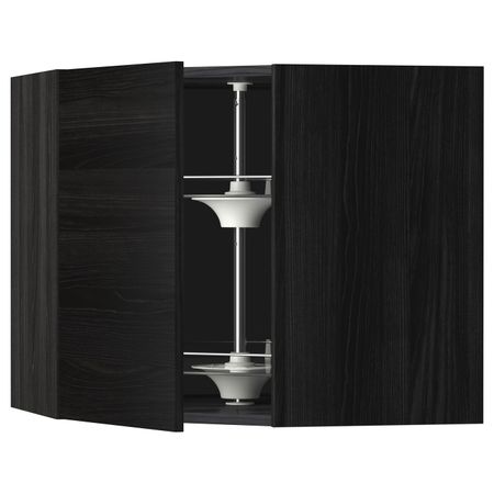 Угловой навесного шкаф с вращающейся секц, черный, Тингсрид черный 68x60 см IKEA МЕТОД 792.334.26