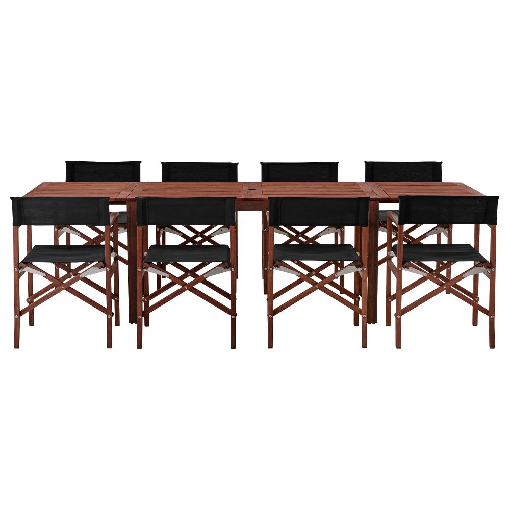 Стол + 8 стульев для сада ЭПЛАРО / СИАРО, коричневая морилка, темно-серый - фото 1