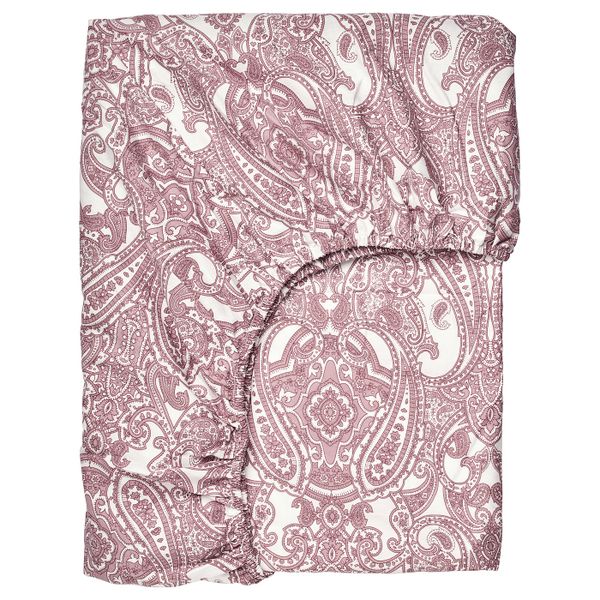 Простыня натяжная, белый/темно-розовый 180x200 см IKEA JÄTTEVALLMO ЙЭТТЕВАЛЛМО 504.610.51 - фото 1