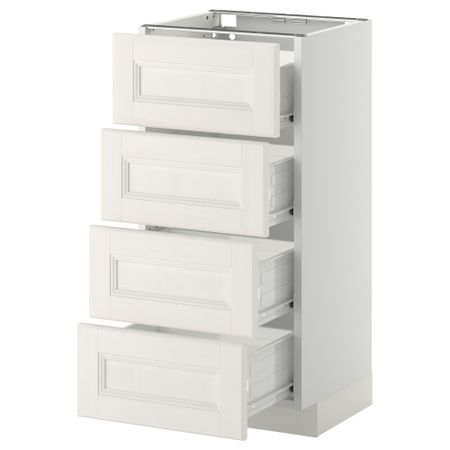 Напольный шкаф 4 фронтальных панели/4 ящика МЕТОД / ФОРВАРА, белый, Лаксарби белый
