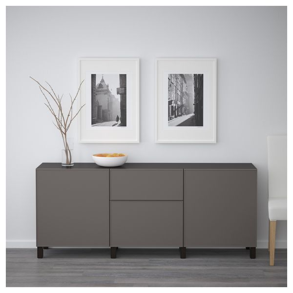 Комбинация для хранения с ящиками БЕСТО, черно-коричневый, Грундсвикен темно-серый - фото 3