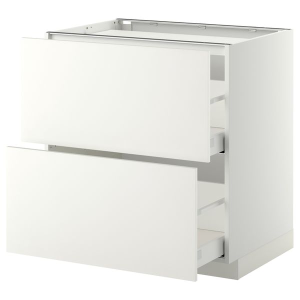 Напольный шкаф, 2 фронтальных панели, 3 ящика МЕТОД / МАКСИМЕРА, белый, Хэггеби белый - фото 1