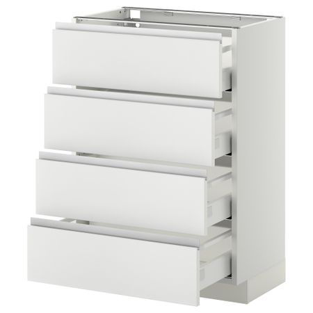 Напольный шкаф 4 фронтальных панели, 4 ящика МЕТОД / МАКСИМЕРА, белый, Нодста белый