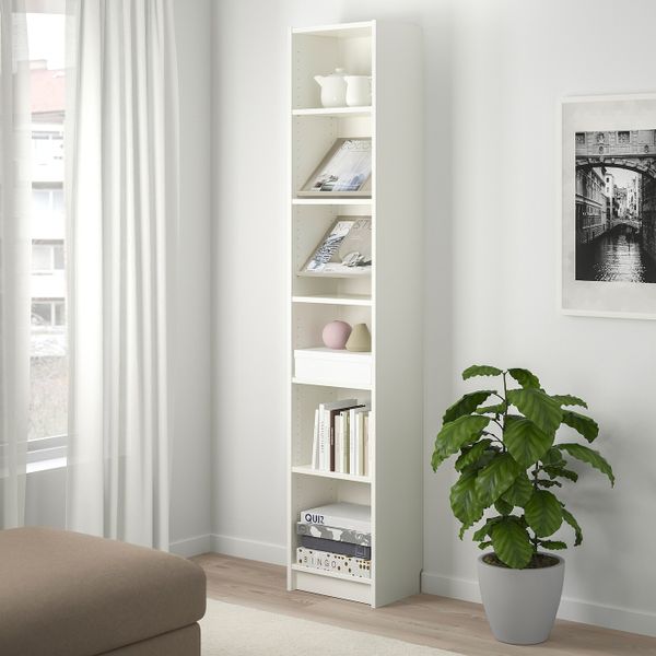 Стеллаж с наклонной полкой, белый, бежевый 40x28x202 см IKEA BILLY БИЛЛИ / BOTTNA БОТТНА 192.771.21 - фото 2