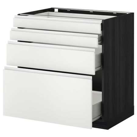 Напольный шкаф 4 фронтальных панели, 4 ящика МЕТОД / ФОРВАРА, черный, Нодста белый