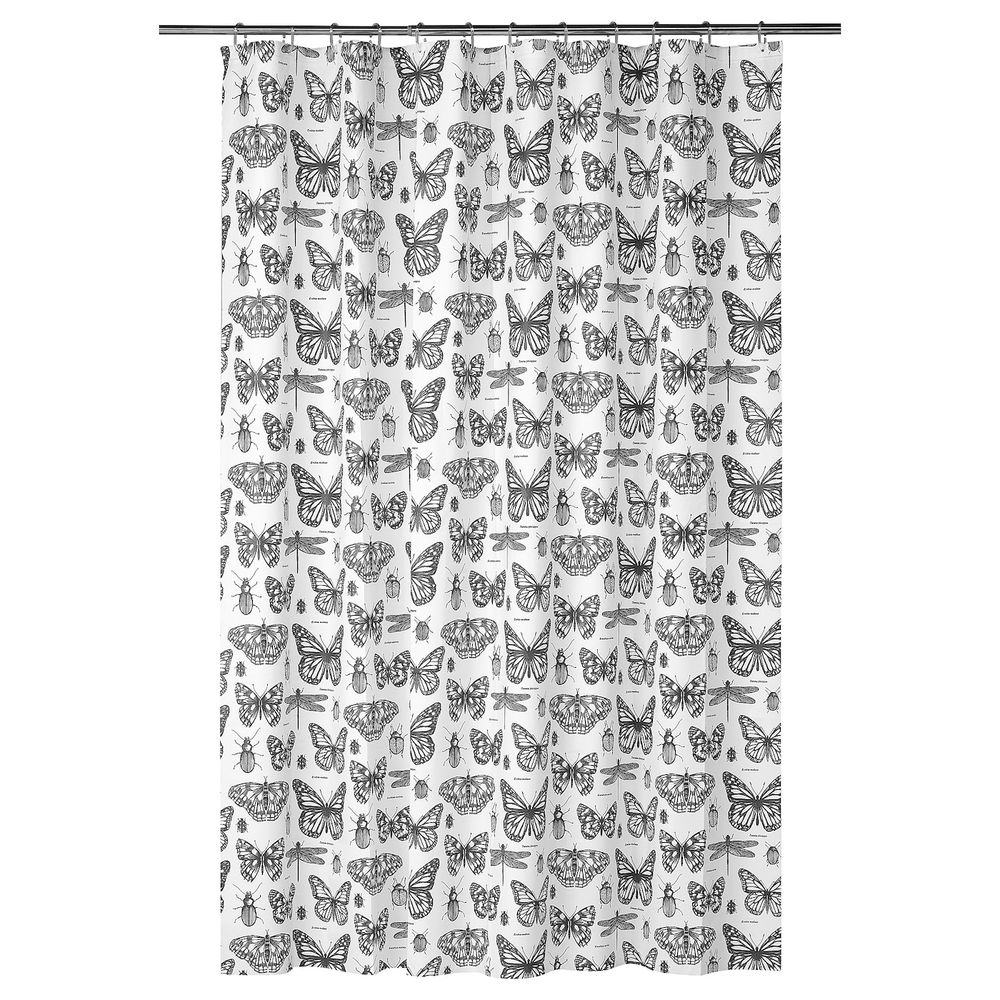 Штора для ванной, белый, темно-серый 180x200 см IKEA SOMMARMALVA СОММАРМАЛЬВА 904.480.86 - фото 1