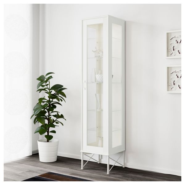 Шкаф-витрина ТОККАРП, белый (38x175 см) - схема-чертеж с размерами