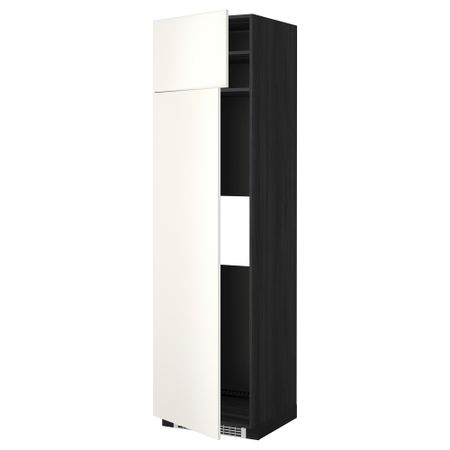 Высокий шкаф для холодильника или морозильник МЕТОД, черный, Веддинге белый
