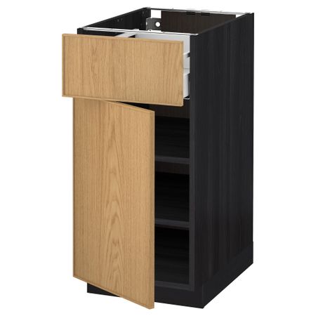 Напольный шкаф с ящиком, дверью МЕТОД / МАКСИМЕРА, черный, Экестад дуб