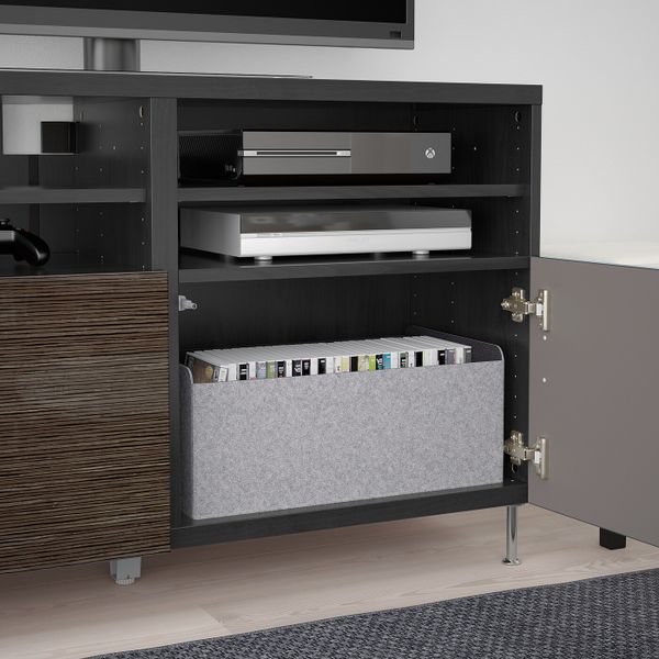 Тумба под ТВ, с дверцами, черно-коричневый/СЕЛЬСВ/СТАЛЛАРП глянцевый, коричневый 120x42x74 см IKEA БЕСТО 992.682.88 - фото 4