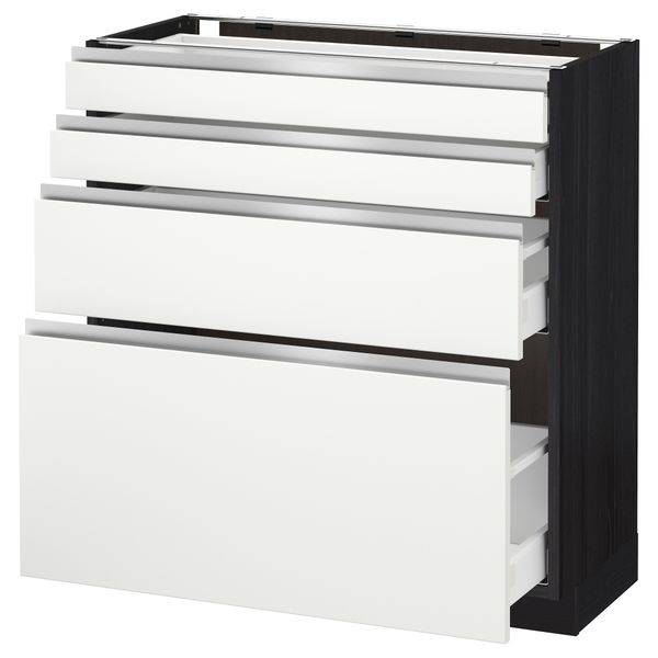 Напольный шкаф 4 фронтальных панели, 4 ящика МЕТОД / МАКСИМЕРА, черный, Нодста белый - схема-чертеж с размерами