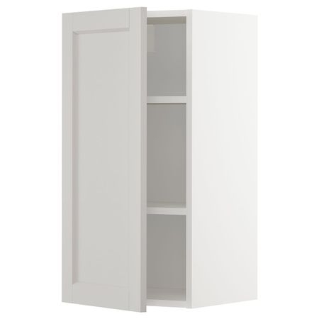 Шкаф навесной с полкой, белый/Лерхюттан светло-серый 40x80 см IKEA METOD МЕТОД 892.730.68