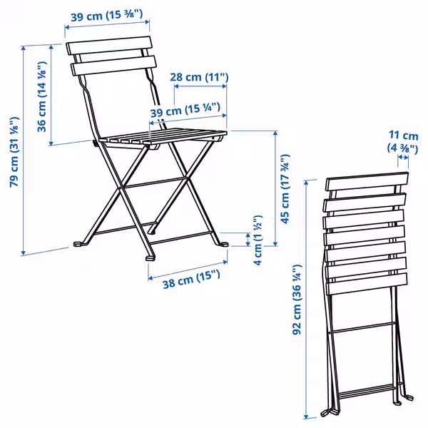 TÄRNÖ Садовый стул - складной чёрный/светло-коричневая морилка - фото 7