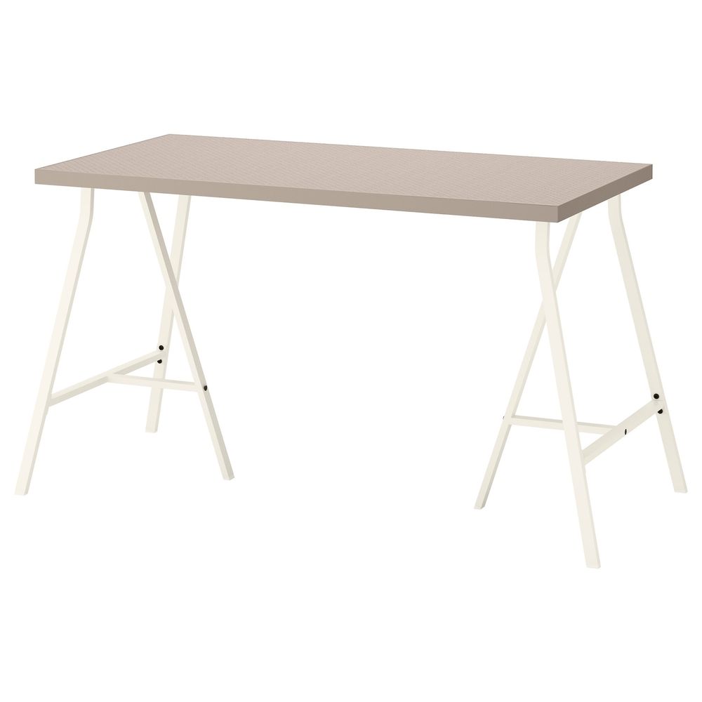 Стол, геометрический бежевый, белый, 120x60 см IKEA ЛИННМОН / ЛЕРБЕРГ 792.793.58 - фото 1