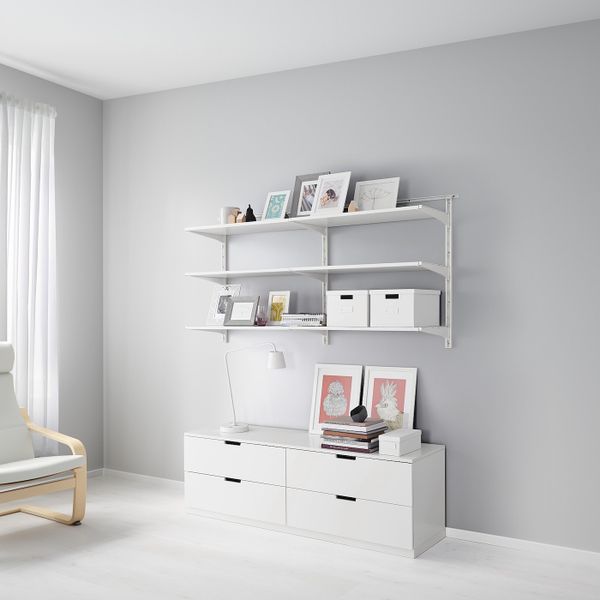 Настенная шина/полки, белый 176x41x87 см IKEA АЛЬГОТ 492.303.30 - фото 3