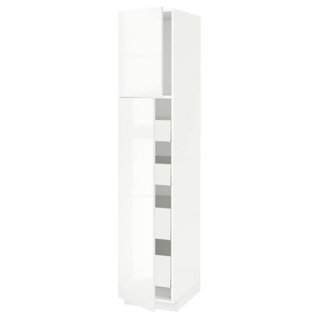 Высокий шкаф/2дверцы/4ящика, белый/Рингульт белый 40x60x200 см IKEA METOD МЕТОД / MAXIMERA МАКСИМЕРА 294.470.24
